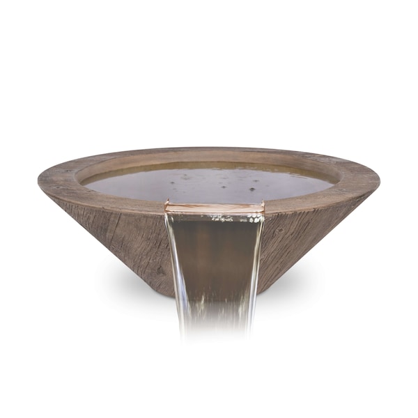 The Outdoor Plus 32 Round Cazo Water Bowl - Wood Grain GFRC Concrete - Oak - OPT-32RWGWO-OAK - main